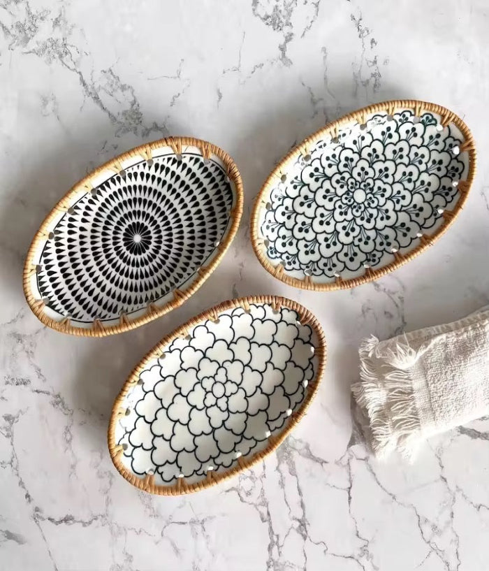Rattan Haven (Set of 3 tea time plates)