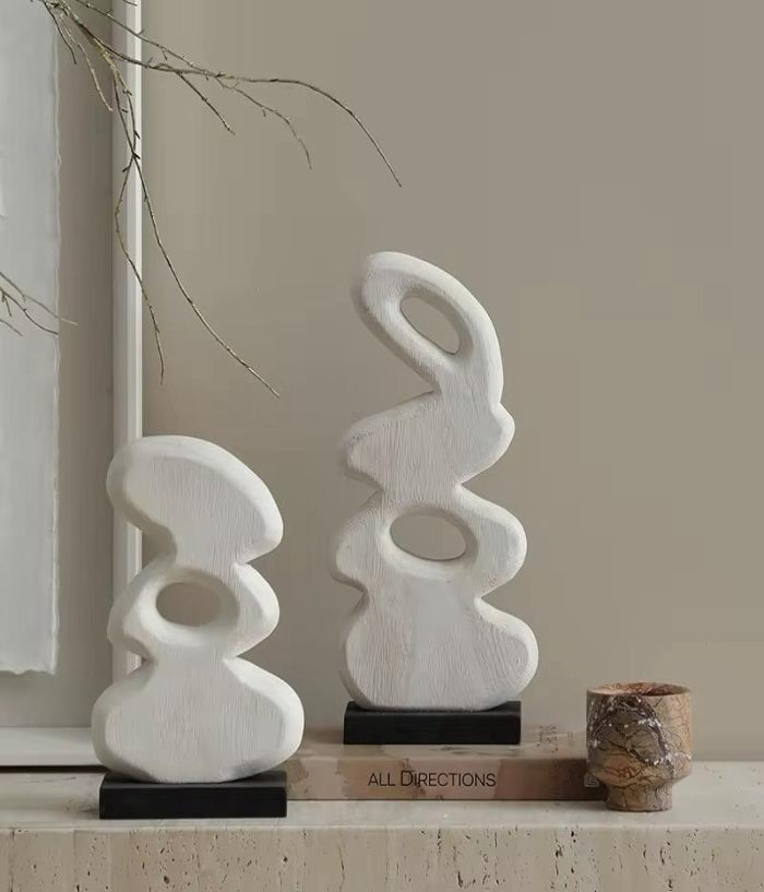 Serene Silhouettes – Abstract Wooden Sculpture (Set of 2)