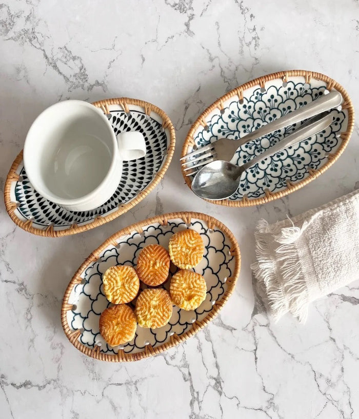 Rattan Haven (Set of 3 tea time plates)
