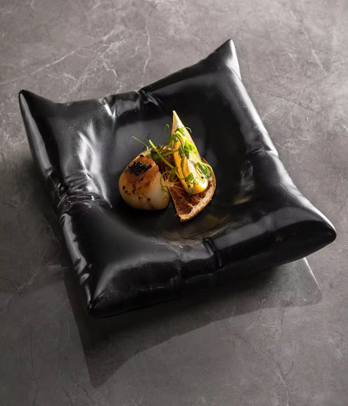 Modern Ceramic Square Plate – Pillow-Shaped Design for Desserts