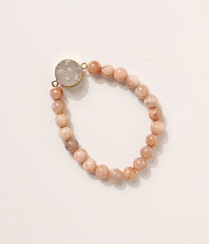 Round Moonstone Agate Bracelet