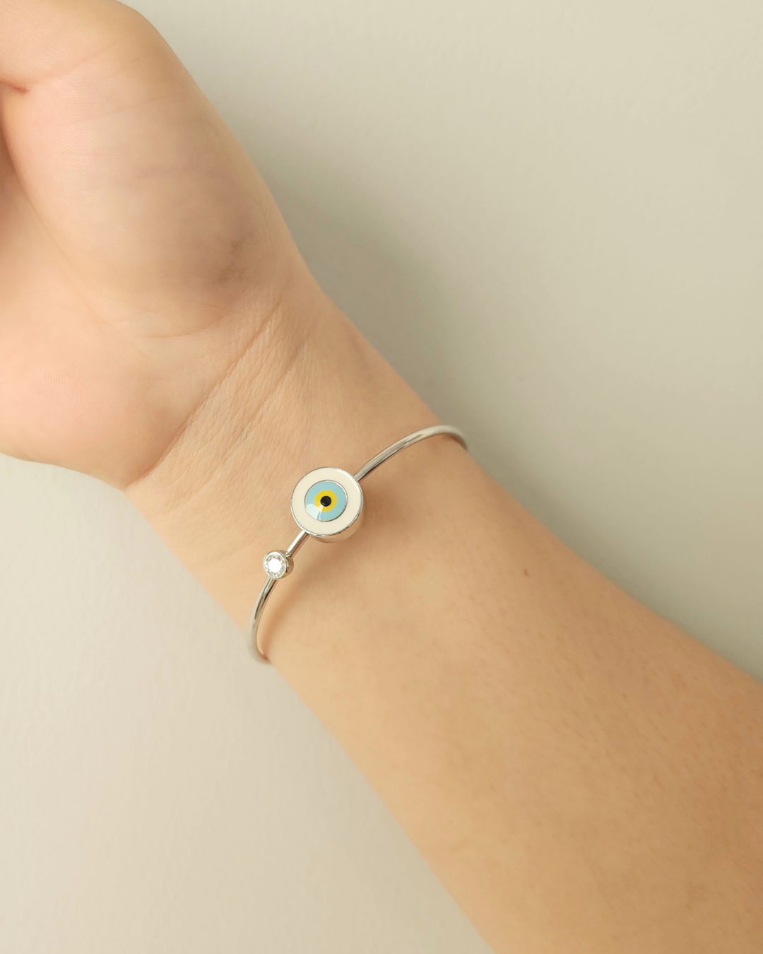 Round Evil Eye Bracelet (Sterling 925 Silver)