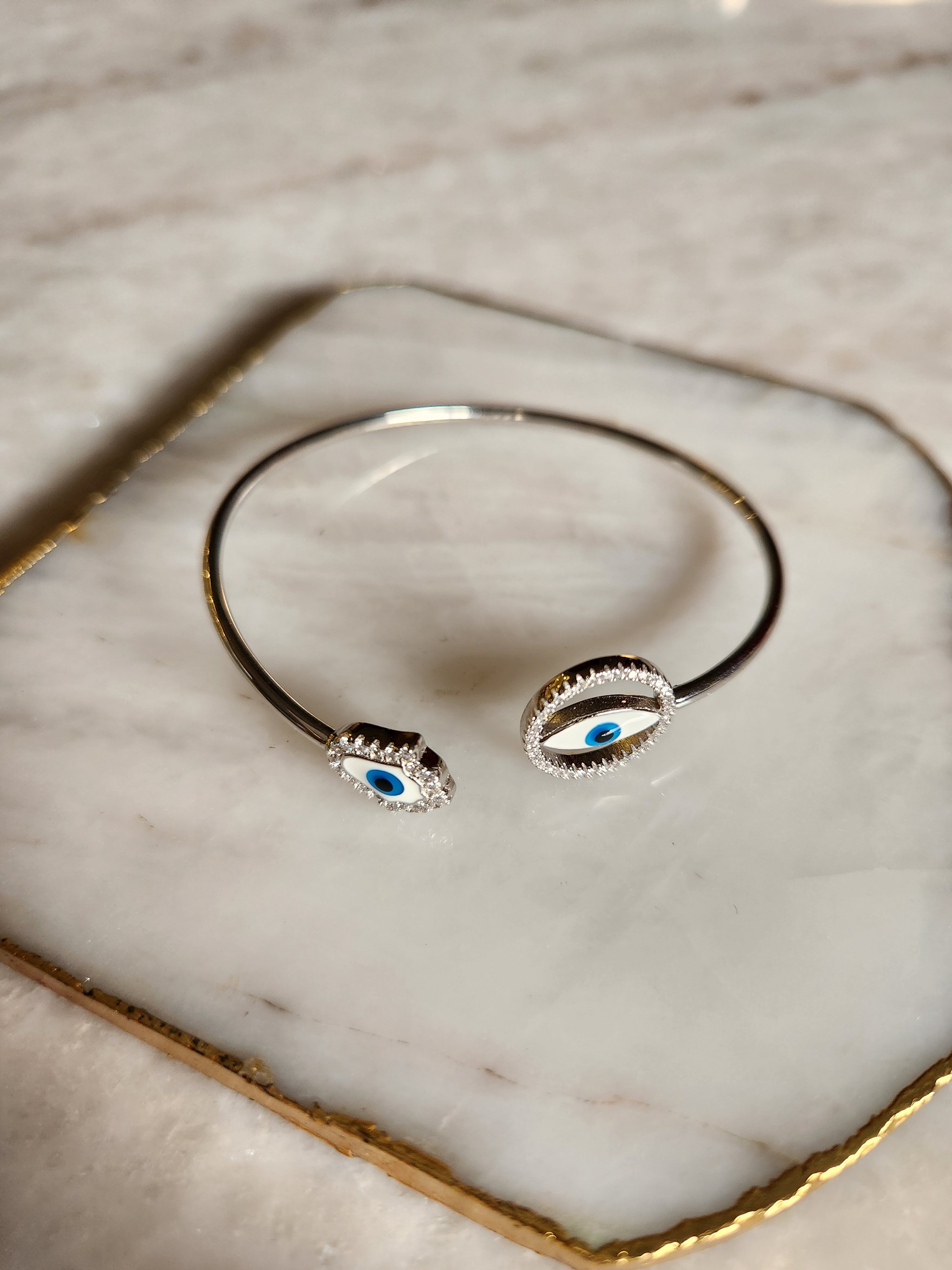 925 Double Evil Eye Bracelet (Sterling 925 Silver)