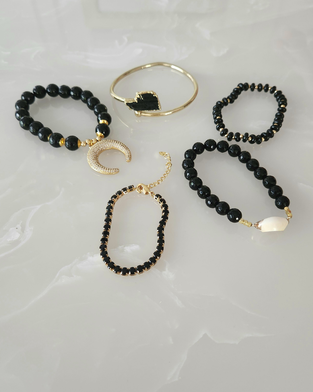 Black Tourmaline Stack Bracelets