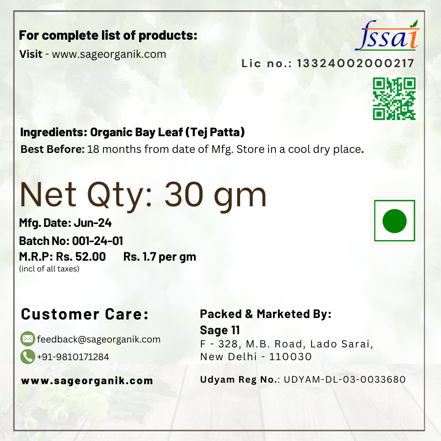 Organic Bay Leaf (Tej Patta)