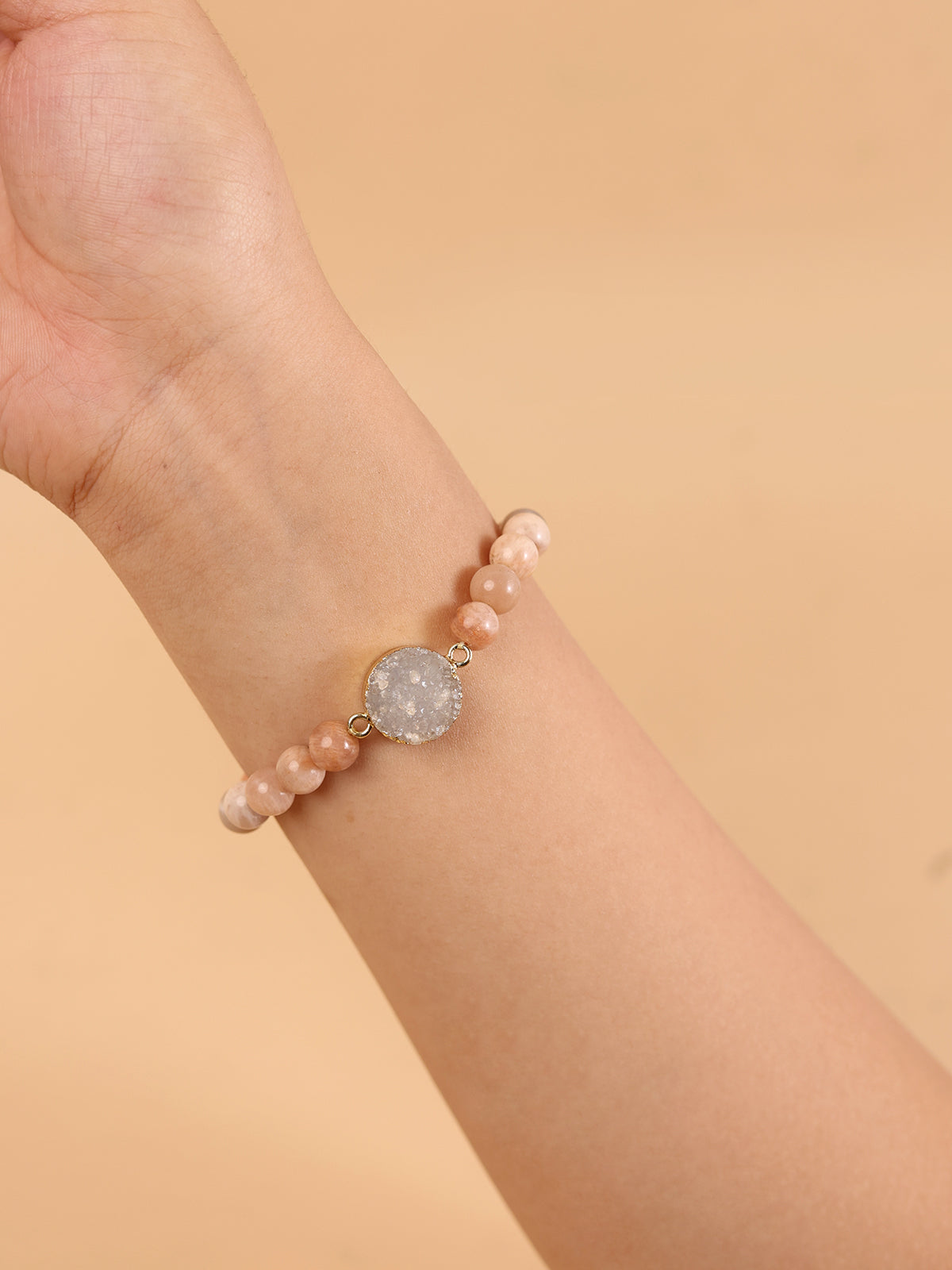 Round Moonstone Agate Bracelet