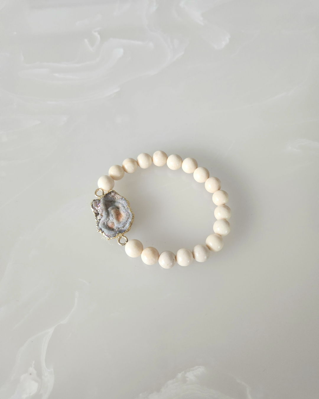 White Beads Agate Bracelet