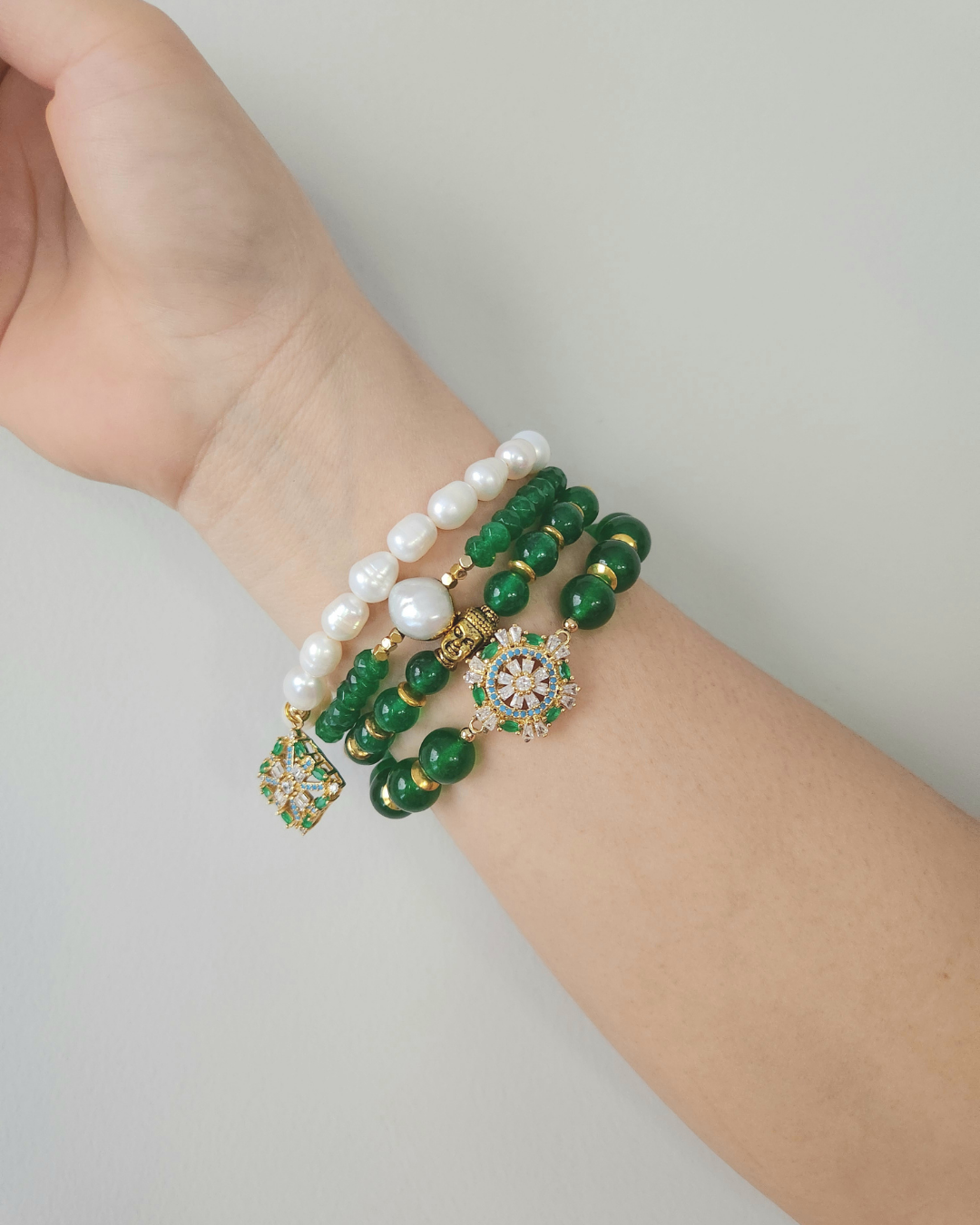 Green Stack Bracelets