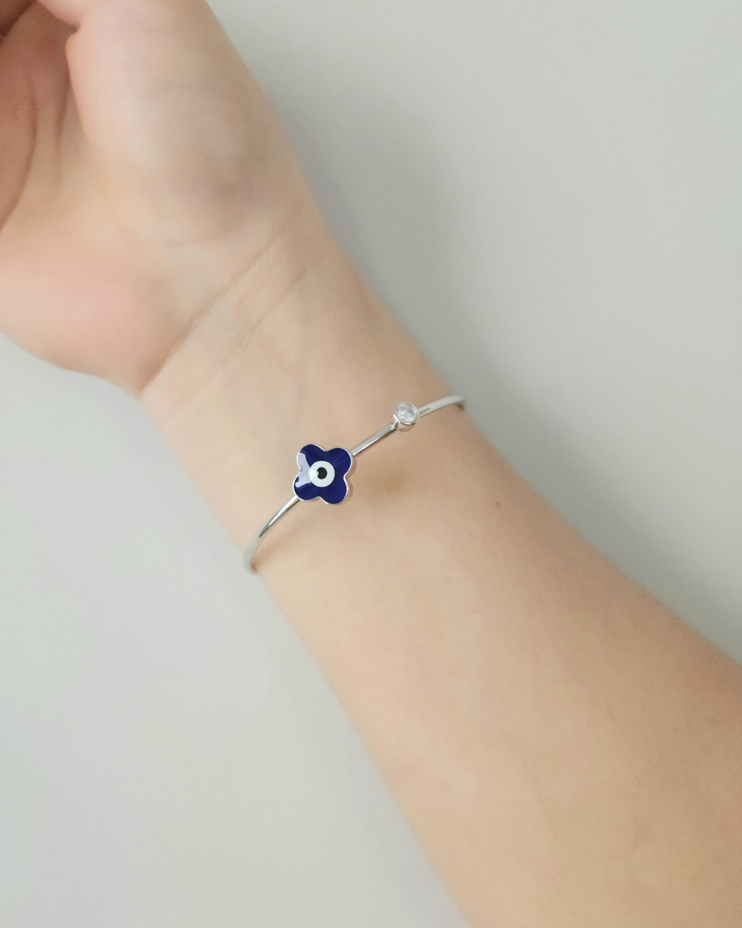 Evil Eye Clover Bracelet (Sterling 925 Silver)