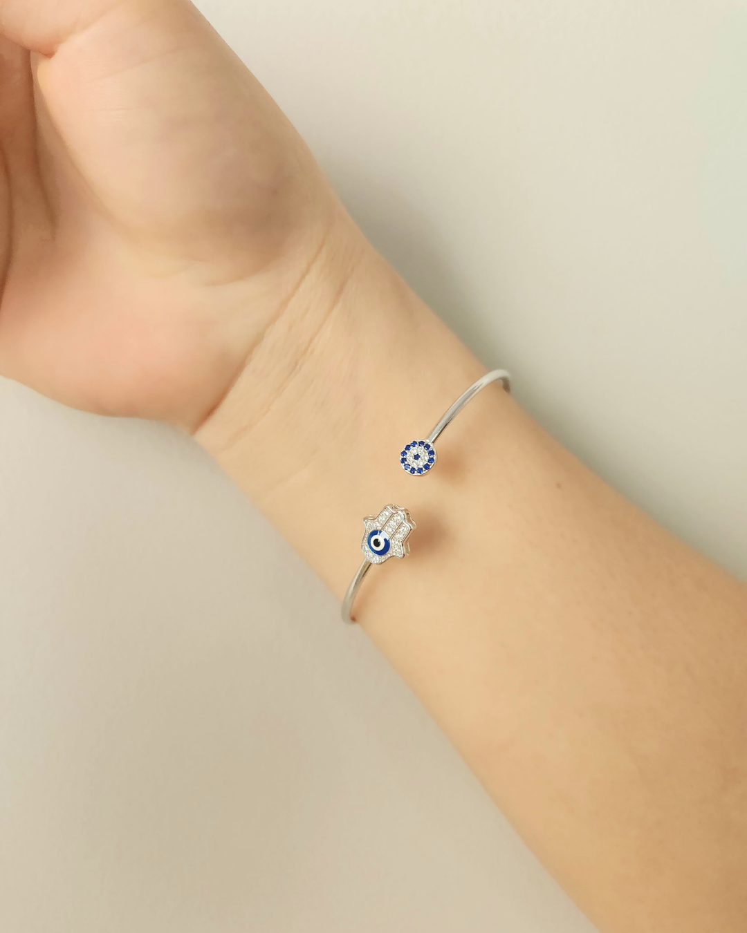 Evil Eye Hamsa Bracelet (Sterling 925 Silver)