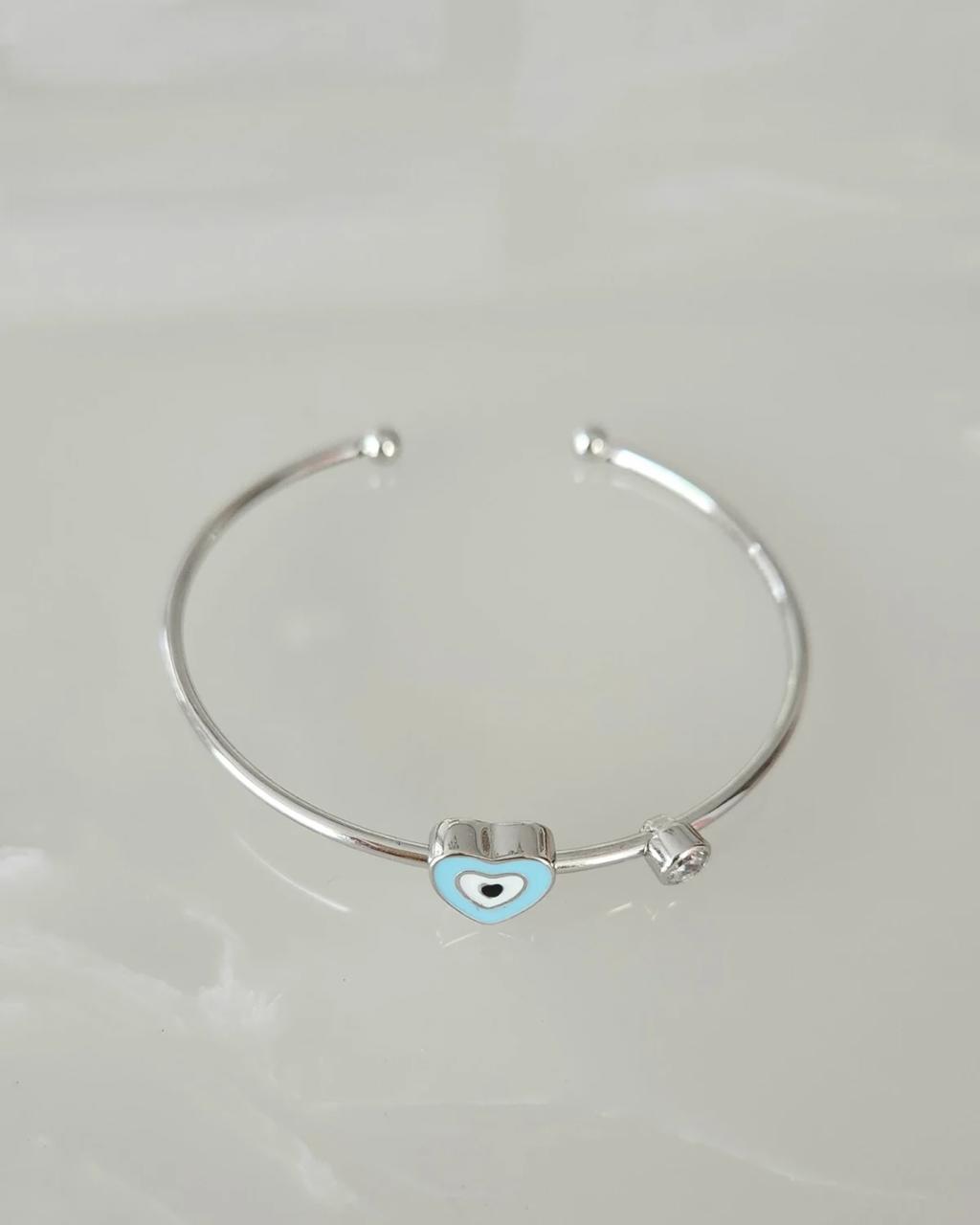 Evil Eye Heart Bracelet (Sterling 925 Silver)